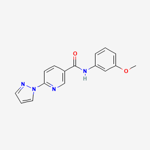 molecular formula C16H14N4O2 B2761624 N-(3-methoxyphenyl)-6-(1H-pyrazol-1-yl)nicotinamide CAS No. 321533-66-8