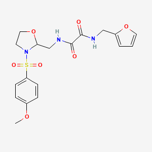 molecular formula C18H21N3O7S B2761639 N1-(furan-2-ylmethyl)-N2-((3-((4-methoxyphenyl)sulfonyl)oxazolidin-2-yl)methyl)oxalamide CAS No. 868981-44-6