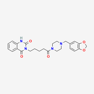 3-[5-[4-(1,3-benzodioxol-5-ylmethyl)piperazin-1-yl]-5-oxopentyl]-1H-quinazoline-2,4-dione