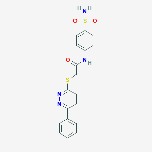 molecular formula C18H16N4O3S2 B276168 N-[4-(aminosulfonyl)phenyl]-2-[(6-phenyl-3-pyridazinyl)sulfanyl]acetamide 