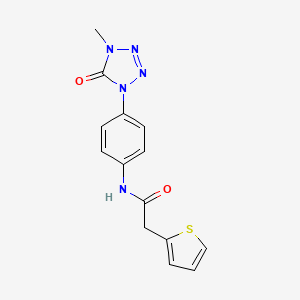 molecular formula C14H13N5O2S B2761699 N-(4-(4-methyl-5-oxo-4,5-dihydro-1H-tetrazol-1-yl)phenyl)-2-(thiophen-2-yl)acetamide CAS No. 1396710-44-3