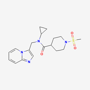 molecular formula C18H24N4O3S B2761705 N-cyclopropyl-N-(imidazo[1,2-a]pyridin-3-ylmethyl)-1-(methylsulfonyl)piperidine-4-carboxamide CAS No. 1448052-92-3