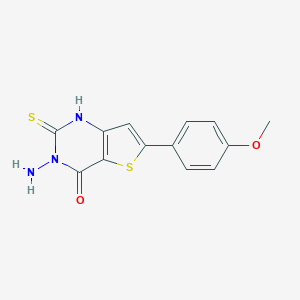 molecular formula C13H11N3O2S2 B276171 3-amino-6-(4-methoxyphenyl)-2-sulfanylthieno[3,2-d]pyrimidin-4(3H)-one 