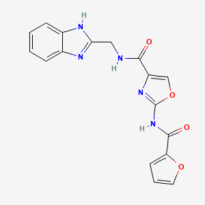 molecular formula C17H13N5O4 B2761734 N-((1H-benzo[d]imidazol-2-yl)methyl)-2-(furan-2-carboxamido)oxazole-4-carboxamide CAS No. 1286712-61-5
