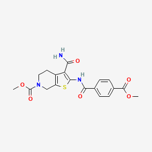 molecular formula C19H19N3O6S B2761745 methyl 3-carbamoyl-2-(4-(methoxycarbonyl)benzamido)-4,5-dihydrothieno[2,3-c]pyridine-6(7H)-carboxylate CAS No. 886951-88-8