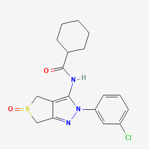 molecular formula C18H20ClN3O2S B2761751 N-[2-(3-chlorophenyl)-5-oxo-4,6-dihydrothieno[3,4-c]pyrazol-3-yl]cyclohexanecarboxamide CAS No. 958711-63-2