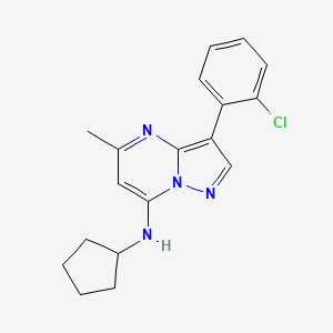 molecular formula C18H19ClN4 B2761754 3-(2-chlorophenyl)-N-cyclopentyl-5-methylpyrazolo[1,5-a]pyrimidin-7-amine CAS No. 890635-83-3