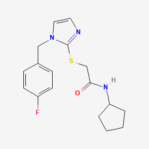 molecular formula C17H20FN3OS B2761777 N-cyclopentyl-2-((1-(4-fluorobenzyl)-1H-imidazol-2-yl)thio)acetamide CAS No. 869346-14-5