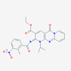 molecular formula C25H23N5O6 B2761818 ethyl 6-(2-methyl-3-nitrobenzoyl)imino-2-oxo-7-propan-2-yl-1,7,9-triazatricyclo[8.4.0.03,8]tetradeca-3(8),4,9,11,13-pentaene-5-carboxylate CAS No. 534567-11-8