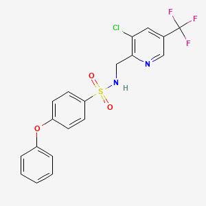 molecular formula C19H14ClF3N2O3S B2761849 N-{[3-chloro-5-(trifluoromethyl)pyridin-2-yl]methyl}-4-phenoxybenzene-1-sulfonamide CAS No. 2060750-23-2