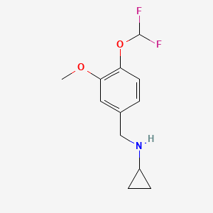 molecular formula C12H15F2NO2 B2761877 N-{[4-(difluoromethoxy)-3-methoxyphenyl]methyl}cyclopropanamine CAS No. 900641-13-6