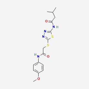 molecular formula C16H20N4O3S2 B2761884 N-[5-({[(4-methoxyphenyl)carbamoyl]methyl}sulfanyl)-1,3,4-thiadiazol-2-yl]-3-methylbutanamide CAS No. 392293-52-6