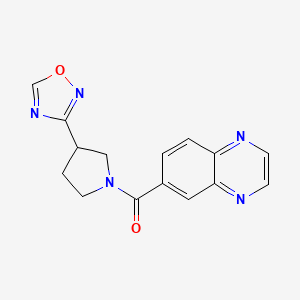molecular formula C15H13N5O2 B2761904 6-[3-(1,2,4-oxadiazol-3-yl)pyrrolidine-1-carbonyl]quinoxaline CAS No. 2034277-00-2