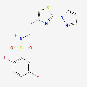 molecular formula C14H12F2N4O2S2 B2761908 N-(2-(2-(1H-pyrazol-1-yl)thiazol-4-yl)ethyl)-2,5-difluorobenzenesulfonamide CAS No. 1428347-61-8
