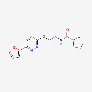 molecular formula C16H19N3O3 B2761919 N-(2-((6-(furan-2-yl)pyridazin-3-yl)oxy)ethyl)cyclopentanecarboxamide CAS No. 920375-72-0