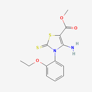 molecular formula C13H14N2O3S2 B2761939 methyl 4-amino-3-(2-ethoxyphenyl)-2-sulfanylidene-2,3-dihydro-1,3-thiazole-5-carboxylate CAS No. 689772-24-5