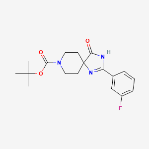 molecular formula C18H22FN3O3 B2761954 tert-Butyl 2-(3-fluorophenyl)-4-oxo-1,3,8-triazaspiro[4.5]dec-1-ene-8-carboxylate CAS No. 1707361-64-5