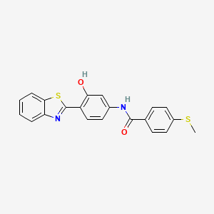 molecular formula C21H16N2O2S2 B2761957 N-[4-(1,3-benzothiazol-2-yl)-3-hydroxyphenyl]-4-(methylsulfanyl)benzamide CAS No. 896349-25-0