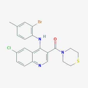 molecular formula C21H19BrClN3OS B2761960 N-(2-BROMO-4-METHYLPHENYL)-6-CHLORO-3-(THIOMORPHOLINE-4-CARBONYL)QUINOLIN-4-AMINE CAS No. 1359128-51-0