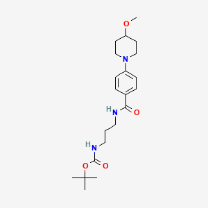 molecular formula C21H33N3O4 B2761999 Tert-butyl (3-(4-(4-methoxypiperidin-1-yl)benzamido)propyl)carbamate CAS No. 2034353-27-8