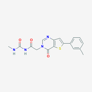 molecular formula C17H16N4O3S B276200 N-methyl-N'-[(6-(3-methylphenyl)-4-oxothieno[3,2-d]pyrimidin-3(4H)-yl)acetyl]urea 