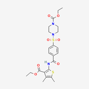 B2762039 Ethyl 4-((4-((3-(ethoxycarbonyl)-4,5-dimethylthiophen-2-yl)carbamoyl)phenyl)sulfonyl)piperazine-1-carboxylate CAS No. 398999-16-1