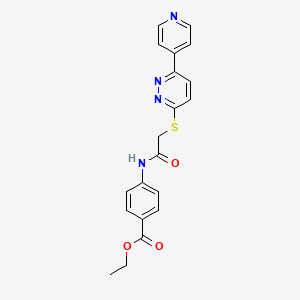 molecular formula C20H18N4O3S B2762086 Ethyl 4-(2-((6-(pyridin-4-yl)pyridazin-3-yl)thio)acetamido)benzoate CAS No. 893999-17-2