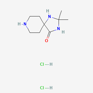B2762143 2,2-Dimethyl-1,3,8-triazaspiro[4.5]decan-4-one;dihydrochloride CAS No. 2243509-34-2