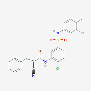 molecular formula C23H17Cl2N3O3S B2762169 N-[2-chloro-5-[(3-chloro-4-methylphenyl)sulfamoyl]phenyl]-2-cyano-3-phenylprop-2-enamide CAS No. 721894-10-6