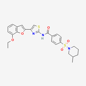molecular formula C26H27N3O5S2 B2762184 N-(4-(7-ethoxybenzofuran-2-yl)thiazol-2-yl)-4-((3-methylpiperidin-1-yl)sulfonyl)benzamide CAS No. 921526-75-2