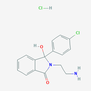 molecular formula C16H16Cl2N2O2 B027622 2-(2-Aminoethyl)-3-(4-chlorophenyl)-3-hydroxyphthalimidine Hydrochloride (Mazindol Metabolite) CAS No. 13473-53-5