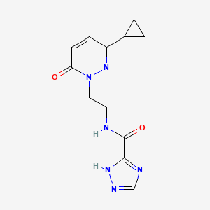 molecular formula C12H14N6O2 B2762219 N-(2-(3-cyclopropyl-6-oxopyridazin-1(6H)-yl)ethyl)-1H-1,2,4-triazole-3-carboxamide CAS No. 2034304-02-2