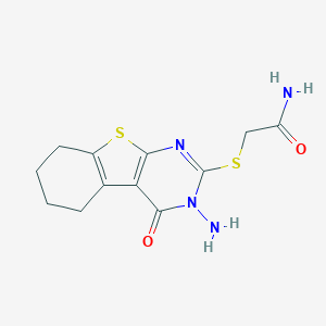 molecular formula C12H14N4O2S2 B276228 2-[(3-Amino-4-oxo-3,4,5,6,7,8-hexahydro[1]benzothieno[2,3-d]pyrimidin-2-yl)sulfanyl]acetamide 