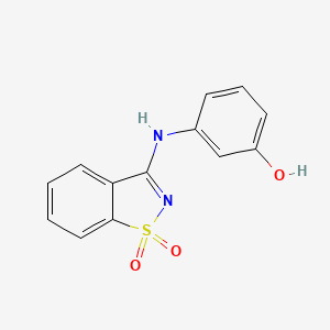 molecular formula C13H10N2O3S B2762347 3-[(1,1-DIOXIDO-1,2-BENZISOTHIAZOL-3-YL)AMINO]PHENOL CAS No. 340028-29-7