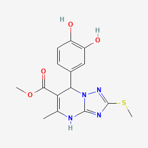 molecular formula C15H16N4O4S B2762369 METHYL 7-(3,4-DIHYDROXYPHENYL)-5-METHYL-2-(METHYLSULFANYL)-4H,7H-[1,2,4]TRIAZOLO[1,5-A]PYRIMIDINE-6-CARBOXYLATE CAS No. 879935-62-3