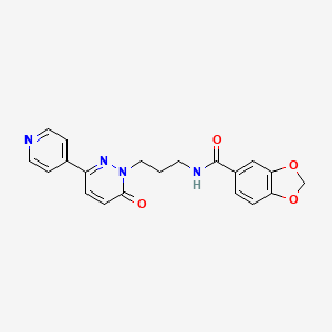 molecular formula C20H18N4O4 B2762381 N-(3-(6-oxo-3-(pyridin-4-yl)pyridazin-1(6H)-yl)propyl)benzo[d][1,3]dioxole-5-carboxamide CAS No. 1021137-73-4