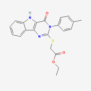ethyl 2-[[3-(4-methylphenyl)-4-oxo-5H-pyrimido[5,4-b]indol-2-yl]sulfanyl]acetate