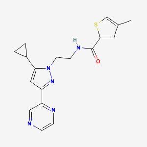 molecular formula C18H19N5OS B2762402 N-(2-(5-cyclopropyl-3-(pyrazin-2-yl)-1H-pyrazol-1-yl)ethyl)-4-methylthiophene-2-carboxamide CAS No. 2034506-05-1