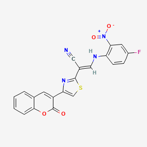 (E)-3-((4-fluoro-2-nitrophenyl)amino)-2-(4-(2-oxo-2H-chromen-3-yl)thiazol-2-yl)acrylonitrile