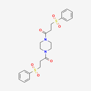 3-(Benzenesulfonyl)-1-[4-[3-(benzenesulfonyl)propanoyl]piperazin-1-yl]propan-1-one