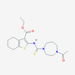 molecular formula C19H27N3O3S2 B276244 Ethyl 2-{[(4-acetyl-1,4-diazepan-1-yl)carbothioyl]amino}-4,5,6,7-tetrahydro-1-benzothiophene-3-carboxylate 