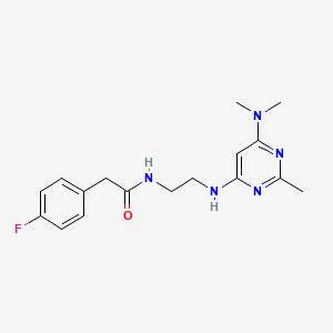 molecular formula C17H22FN5O B2762456 N-(2-((6-(dimethylamino)-2-methylpyrimidin-4-yl)amino)ethyl)-2-(4-fluorophenyl)acetamide CAS No. 1207023-27-5