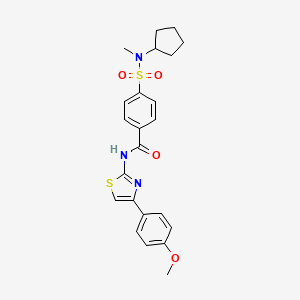 molecular formula C23H25N3O4S2 B2762460 4-(N-cyclopentyl-N-methylsulfamoyl)-N-(4-(4-methoxyphenyl)thiazol-2-yl)benzamide CAS No. 922853-55-2