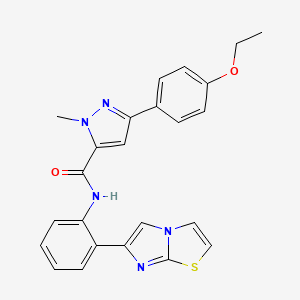 molecular formula C24H21N5O2S B2762465 3-(4-ethoxyphenyl)-N-(2-(imidazo[2,1-b]thiazol-6-yl)phenyl)-1-methyl-1H-pyrazole-5-carboxamide CAS No. 1788561-08-9