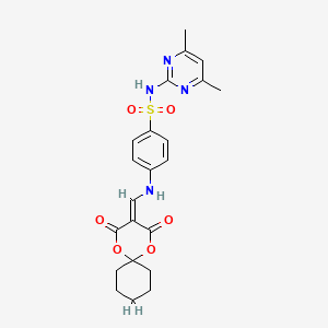 molecular formula C22H24N4O6S B2762479 N-(4,6-dimethylpyrimidin-2-yl)-4-(((2,4-dioxo-1,5-dioxaspiro[5.5]undecan-3-ylidene)methyl)amino)benzenesulfonamide CAS No. 1171670-37-3