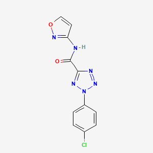 molecular formula C11H7ClN6O2 B2762489 2-(4-chlorophenyl)-N-(isoxazol-3-yl)-2H-tetrazole-5-carboxamide CAS No. 1396625-48-1