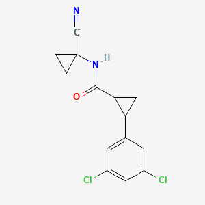 molecular formula C14H12Cl2N2O B2762519 N-(1-Cyanocyclopropyl)-2-(3,5-dichlorophenyl)cyclopropane-1-carboxamide CAS No. 1384690-08-7