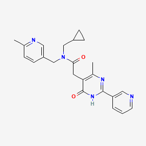 molecular formula C23H25N5O2 B2762529 N-(cyclopropylmethyl)-2-[4-methyl-6-oxo-2-(pyridin-3-yl)-1,6-dihydropyrimidin-5-yl]-N-[(6-methylpyridin-3-yl)methyl]acetamide CAS No. 2551116-91-5