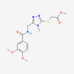 molecular formula C16H20N4O5S B2762538 methyl 2-[(5-{[(3,4-dimethoxyphenyl)formamido]methyl}-4-methyl-4H-1,2,4-triazol-3-yl)sulfanyl]acetate CAS No. 689750-81-0
