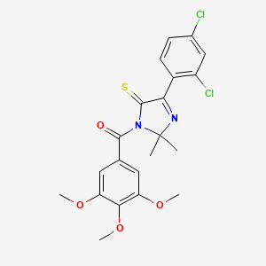 (4-(2,4-dichlorophenyl)-2,2-dimethyl-5-thioxo-2,5-dihydro-1H-imidazol-1-yl)(3,4,5-trimethoxyphenyl)methanone